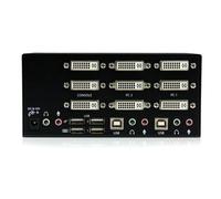 StarTech.com Switch commutateur KVM triple affichage DVI à 2 ports avec audio et hub USB 2.0 - Commutateur écran-clavier-souris/audio/USB - 2 x KVM / audio / USB - 1 utilisateur local - de bureau - po