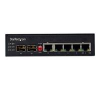 StarTech.com Switch Gigabit Ethernet Industriel 6 Ports 4 + 2 Slots SFP - Commutateur - 1 x 10/100/1000 + 4 x 10/100/1000 (PoE+) + 2 x SFP - Montage sur rail DIN - PoE+ (120 W) - Tension CC