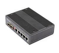 StarTech.com Switch Gigabit Ethernet Industriel 6 Ports - 4 x PoE RJ45 + 2 Slots SFP 30W PoE+ 12-48VDC 10/100/1000 - Switch LAN Power Over Ethernet Robuste -40C à 75C - Montage DIN