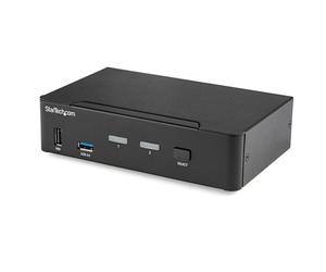 StarTech.com Switch KVM DisplayPort à 2 Ports - 4K60Hz - Écran Unique - Switch KVM USB UHD DP 1.2 à 2 Ports avec Hub USB 3.0 Intégré et Audio - Dell HP Apple Lenovo - Conforme TAA