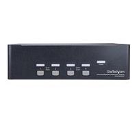 StarTech.com Switch KVM double affichage DisplayPort 4K 60 Hz à 4 ports avec hub USB 2.0 intégré - Commutateur écran-clavier-souris/audio/USB - 4 x KVM / audio / USB - 1 utilisateur local - de bureau,