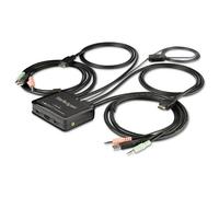 StarTech.com Switch KVM HDMI - 4k 60Hz - Commutateur KVM Compact 2 Ports UHD/Ultra HD USB - KVM avec Câbles Audio, USB & HDMI 1,2m intégrés - Alimentation par Bus & Commutation à Distance - MacBook -