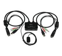 StarTech.com Switch KVM USB HDMI à 2 ports - Commutateur écran clavier souris alimenté par USB avec câbles KVM et commutateur à distance - Commutateur écran-clavier-souris/audio - 2 x KVM / audio - 1 