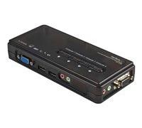 Kit commutateur noir kvm usb 4 ports avec audio et câbles