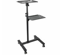 StarTech.com Table Vidéoprojecteur et Ordinateur Portable - Support Projecteur Robuste (2 Étagères; max. 10kg chacune) - Ajustable en Hauteur - Chariot Présentation Mobile - Roues Vérouillables Noir