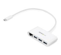 StarTech.com Hub USB-C à 3 ports avec Gigabit Ethernet - USB 3.0 (5Gbps) - USB-C vers 3x USB-A - Blanc