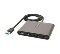 StarTech.com USB 3.0 to 4 HDMI Adapter, External Video & Graphics Card, USB Type-A to Quad HDMI Monitor Display Adapter Dongle, 1080p 60Hz, USB 3.0 to