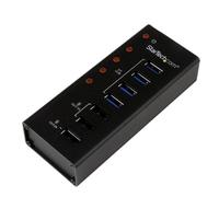 StarTech.com Hub USB 3.0 (5Gbps) Alimenté de 4 ports avec Station de Recharge de 3 ports USB (2 x 1A, 1 x 2A) - Fixation Murale