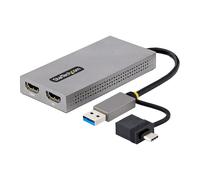 StarTech Convertisseur USB 3.0 A/C vers 2x HDMI 4K30+1080p, Win/Mac | Dongle intégré USB-A vers C, Câble de 11cm, Double écran, Alimentation par bus USB
