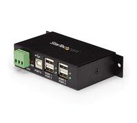 StarTech Hub Industriel USB 2.0 4 Ports, Metal, Extension (ST4200USBM) | Hub de donnees, Montage rail DIN mur bureau, Extension USB, Bornier, Dock
