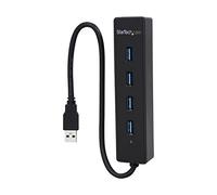StarTech Hub USB 3.0 4 Ports 5Gbps avec Câble Integre, Noir (ST4300PBU3) | Dock, SuperSpeed, Répartiteur portable, Mini hub, PC portable