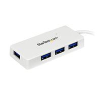 StarTech Hub USB 3.0 4 ports ST4300MINU3W - SuperSpeed 5Gbps, câble intégré, blanc