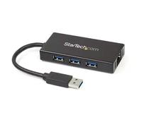 StarTech.com Hub USB 3.0 portable à 3 ports avec câble intégré - 5Gbps - Concentrateur USB 3.0 plus Gigabit Ethernet - Aluminium (ST3300GU3B)
