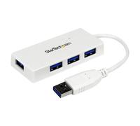 Startech Hub USB 3.0 à 4 ports avec câble intégré - Concentrateur USB SuperSpeed portable - Mini hub USB3 - Blanc - Concentrateur (hub) - 4 x SuperSpeed USB 3.0 - de bureau - pour P/N: FCREADMICRO3, M