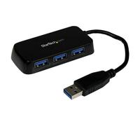 Startech Hub USB 3.0 à 4 ports avec câble intégré - Concentrateur USB SuperSpeed portable - Mini hub USB3 - Noir - Concentrateur (hub) - 4 x SuperSpeed USB 3.0 - de bureau - pour P/N: FCREADMICRO3, MS