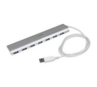 Startech Hub USB 3.0 compact à 7 ports avec câble intégré - Concentrateur USB 3.0 avec boîtier en aluminium - Argent - Commutateur de partage des périphériques USB - 7 x SuperSpeed USB 3.0 - de bureau