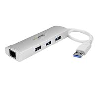StarTech Hub USB 3.0 ST3300G3UA – 3 ports SuperSpeed + Gigabit Ethernet, aluminium, câble intégré