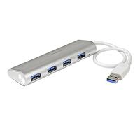 StarTech Hub USB 3.0 4 ports ST43004UA – compact, câble intégré, 5 Gbps, boîtier aluminium Argent