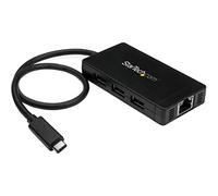 StarTech.com Hub USB-C à 3 ports avec Gigabit Ethernet - USB-C vers 3x USB-A - USB 3.0 - 5Gbps - Adaptateur d'alimentation inclus