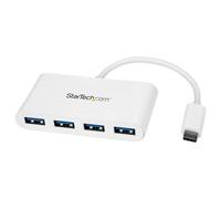 StarTech.com Hub USB-C - Hub USB 3.0 à 4 ports compact - USB-C vers 4x USB-A - Adaptateur USB C - Alimenté par bus - Blanc (HB30C4ABW) - concentrateur (hub) - 4 ports