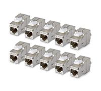 StarTech Jack Keystone Cat6a Blindé, Lot de 10 Prises Ethernet RJ45 Keystone, Prise Murale STP Cat6a, 180 Degrés Sans Outil