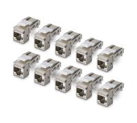 StarTech Jack Keystone Cat6a Blindé, Lot de 10 Prises Ethernet RJ45 Keystone, Prise Murale STP Cat6a, 90 Degrés Sans Outil