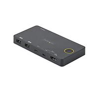 StarTech KVM Hybride USB-C et HDMI 2 Ports, 4K 60Hz, Compact, Alimenté Bus | Écran unique HDMI 2.0, Commutateur, Thunderbolt 3, USB-A, Câbles inclus