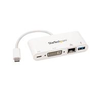StarTech Mini Dock USB-C 4-en-1, DVI-D 1080p, 60W PD, GbE, USB-A 5Gbps | Station d'accueil, Passthrough, Vidéo numérique, Compatible Thunderbolt 3, Portable