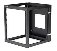 StarTech Rack Mural 12U 4 Montants 19", 50,2cm, 63kg (RK1219WALLOH) | Charnières, Cadre ouvert pivotant, Rack réseau serveur, Rack de données, IT/AV, Panneau brassage