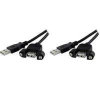 StarTech Rallonge USB 2.0 Panneau A vers A F/M 30cm Noir (USBPNLAFAM1) (Lot de 2)
