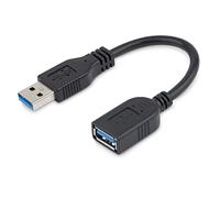 StarTech.com Câble d'extension USB 3.0 de 15cm - Rallonge USB A vers A - M/F - Noir, 0,152 m, USB A, USB A, USB 3.2 Gen 1 (3.1 Gen 1), 5 Gbit/s, Noir