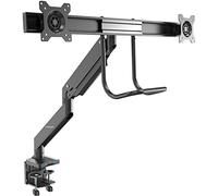 StarTech Support Bras Double Écran 32", 8kg, 2x USB 3.0 (ARMSLIMDUAL2USB3) | Reglable en hauteur synchronisee, Barre transversale, Ergonomique, Pince en C ou oeillet, VESA