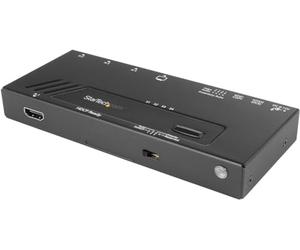 StarTech Switch HDMI 4 Ports - 4K, Commutation Rapide, Série (VS421HD4KA) | Commutateur HDMI, Detection automatique, Commande série, 4x1, Copie EDID, Audio
