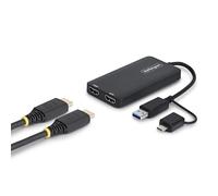 StarTech USB-A et USB-C vers Double HDMI 4K30 + 1080p, Mac Windows ChromeOS | Mac M1/M2/M3/M4/M5, Double écran étendu, Câble de 11cm, Alimentation par bus USB