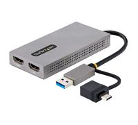 StarTech.com Adaptateur USB vers Double HDMI - USB A/C vers 2 Écrans HDMI (1x 4K30Hz, 1x 1080p) - Dongle Intégré USB-A vers C, Câble de 11cm - Adaptateur USB 3.0 vers HDMI - Convertisseur USB HDMI, Windows/MacOS