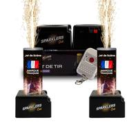 Starter Pack 2 Déclencheurs + 2 Jets de Scène couleur Or 2 Mètres / 30 Secondes + Télécommande pour Machine d'allumage de Jet de Scène Artifice pour Intérieur Étincelles Lumineuses - SPARKLERS CLUB®