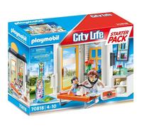 Playmobil 70818 Starter Pack Cabinet de pédiatre - City Life - avec Deux Personnages, Une Table d'auscultation et des Accessoires - L'Hôpital - Coffret découverte idée Cadeau - Dès 4 Ans