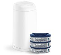 Angelcare Poubelle à couches Dress Up – Starter-pack 3 recharges anti-odeurs antibactérien Blanc