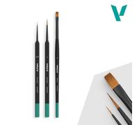 Starter Set (Round No.1 & 3/0 Triangular Handle, Flat No.4, Synthetics)-Vallejo