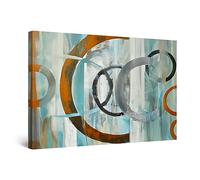 Startonight Impression sur Toile Cercle Sarcelle Peinture - Tableau Abstrait - Decoration Murale Salon Moderne - Image sur Toile - Grande 80 x 120 cm Idée Cadeau Élégante et Originale Effet Lumineux