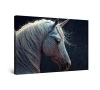 Startonight Impression sur Toile - Cheval Blanc Scintillant - Grande Tableau Decoration Murale Prêt à Accrocher Peinture Moderne et Contemporaine Grande 80 x 120 cm Idée Cadeau Élégante et Originale