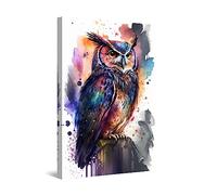 Startonight Impression sur Toile - Chouette Aquarelle Colorée - Grande Tableau Decoration Murale Prêt à Accrocher Peinture Moderne et Contemporaine 60 x 90 cm Idée Cadeau Élégante et Originale