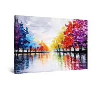 Startonight Impression sur Toile - Coloré Arbres Brillant Artiste Résumé - Grande Tableau Decoration Murale Prêt à Accrocher Arbres Peinture Moderne 60 x 90 cm Idée Cadeau Élégante et Originale