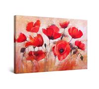 Startonight Impression Sur Toile Coquelicots Rouges à Temps, Tableau Fleurs - Decoration Murale Salon Moderne - Image sur Toile - 60 x 90 cm Idée Cadeau Élégante Originale Effet Lumineux Nocturne