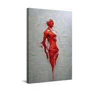 Startonight Impression sur Toile Femme Rouge dans le Mur - Tableau Abstrait - Decoration Murale Salon Moderne - Image sur Toile - 60 x 90 cm Idée Cadeau Élégante et Originale Effet Lumineux Nocturne