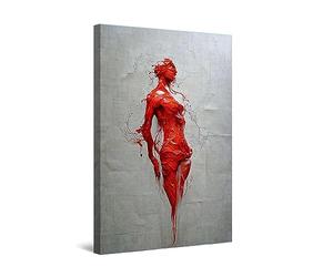 Startonight Impression sur Toile Femme Rouge dans le Mur - Tableau Abstrait - Decoration Murale Salon Moderne - Image sur Toile - 60 x 90 cm Idée Cadeau Élégante et Originale Effet Lumineux Nocturne