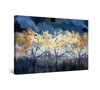Startonight Impression sur Toile - Forêt Dorée - Tableau Decoration Murale Salon Moderne - Image sur Toile - Grande 80 x 120 cm Idée Cadeau Élégante et Originale Effet Lumineux Nocturne