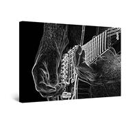 Startonight Impression Sur Toile Guitare Noir et Blanc, Tableau Musique- Decoration Murale Salon Moderne - Image sur Toile - Grande 80 x 120 cm Idée Cadeau Élégante Originale Effet Lumineux Nocturne