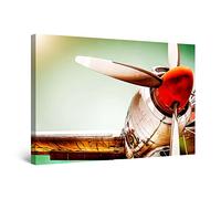 Startonight Impression sur Toile Hélice Rouge Avion Doré - Tableau Abstrait - Decoration Murale Salon Moderne - Image sur Toile - Grande 80 x 120 cm Idée Cadeau Élégante et Originale Lumineux