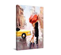 Startonight Impression Sur Toile L'Amour est dans d'Air et le Parapluie Rouge - Tableau Abstrait - Decoration Murale Salon Moderne - Image sur Toile - 60 x 90 cm Idée Cadeau Élégante et Originale